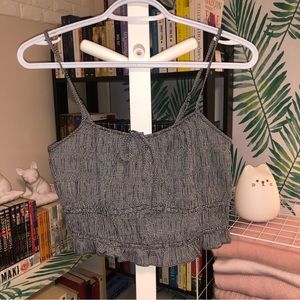 Shinestar | Ruched Cropped Cami | Black & White